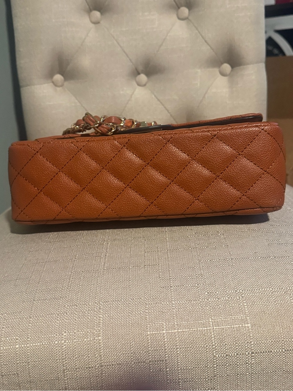 Ello Classy Brown Quilted Chain Shoulder Bag w/ Turn‑Lock Closure NWT - Picture 6 of 13